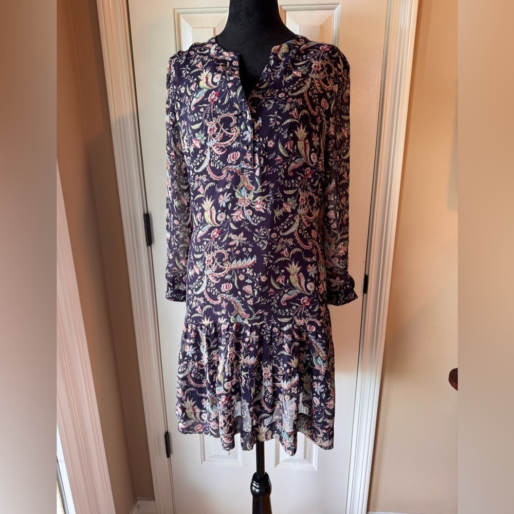 Rose & Olive Purple Floral Long Sleeve Dress - Large